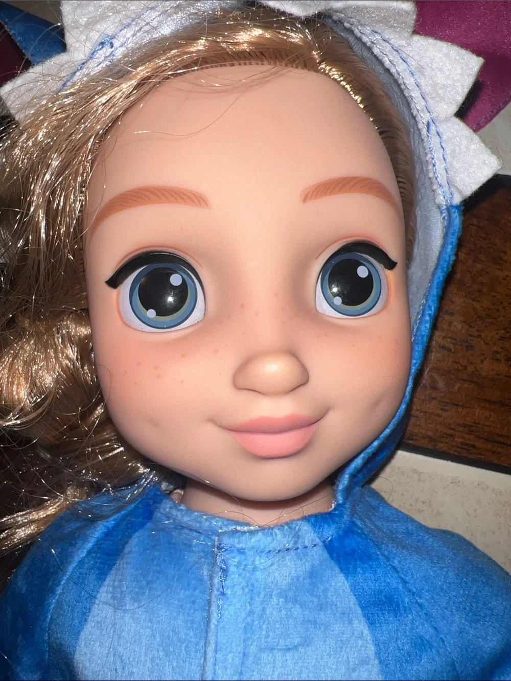Disney Blonde Doll in Blue Bunny Outfit with Pink Ear Lining